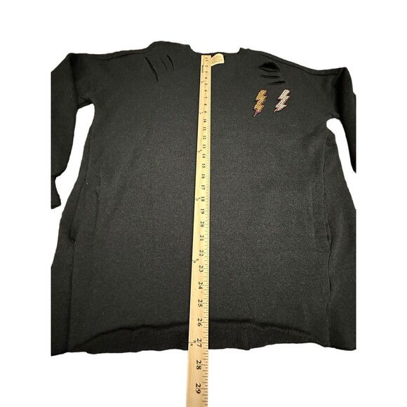 Judith March Medium Heather Black Lightning Bolt Soft Sweatshirt $165 MSRP #T9-1 - Picture 6 of 12